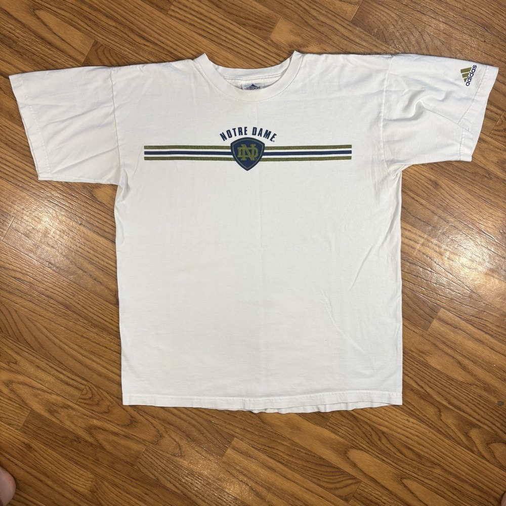 Adidas Notre Dame Fighting Irish Tee Vintage Y2K White College Football Shirt L